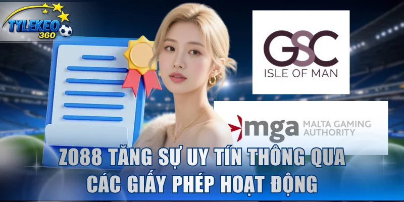 ZO88 tăng sự uy tín thông qua các giấy phép hoạt động